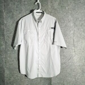 Columbia Super Tamiami Shirt Mens M Plaid Short Sleeve Omni Shade Fishing UPF40